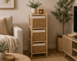Συρταριέρα MDF με 3 Συρτάρια 25x25x77cm Μπεζ MRShome - Image 4