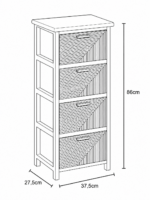Συρταριέρα MDF με 4 Συρτάρια 37.5x27.5x86cm Φυσική/Μαύρη με Σχέδιο MRShome - Image 4