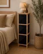 Συρταριέρα MDF με 3 Συρτάρια Φυσική/Μαύρη 25x25x77cm MRShome - Image 4