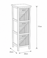 Συρταριέρα MDF με 3 Συρτάρια Φυσική/Μαύρη 25x25x77cm MRShome - Image 5