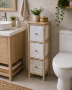 Συρταριέρα MDF με 3 Συρτάρια 25x25x77cm Φυσική με Σχέδια MRShome - Image 2
