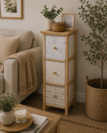 Συρταριέρα MDF με 3 Συρτάρια 25x25x77cm Φυσική με Σχέδια MRShome - Image 4