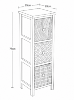 Συρταριέρα MDF με 3 Συρτάρια 25x25x77cm Φυσική με Σχέδια MRShome - Image 5