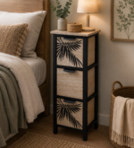 Συρταριέρα MDF με 3 Συρτάρια 25x25x77cm Μπεζ/Μαύρη με Σχέδιο MRShome - Image 3