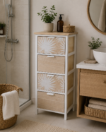 Συρταριέρα MDF με 4 Συρτάρια 37.5x27.5x86cm Μπεζ με Σχέδιο MRShome - Image 2