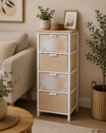 Συρταριέρα MDF με 4 Συρτάρια 37.5x27.5x86cm Μπεζ με Σχέδιο MRShome - Image 4