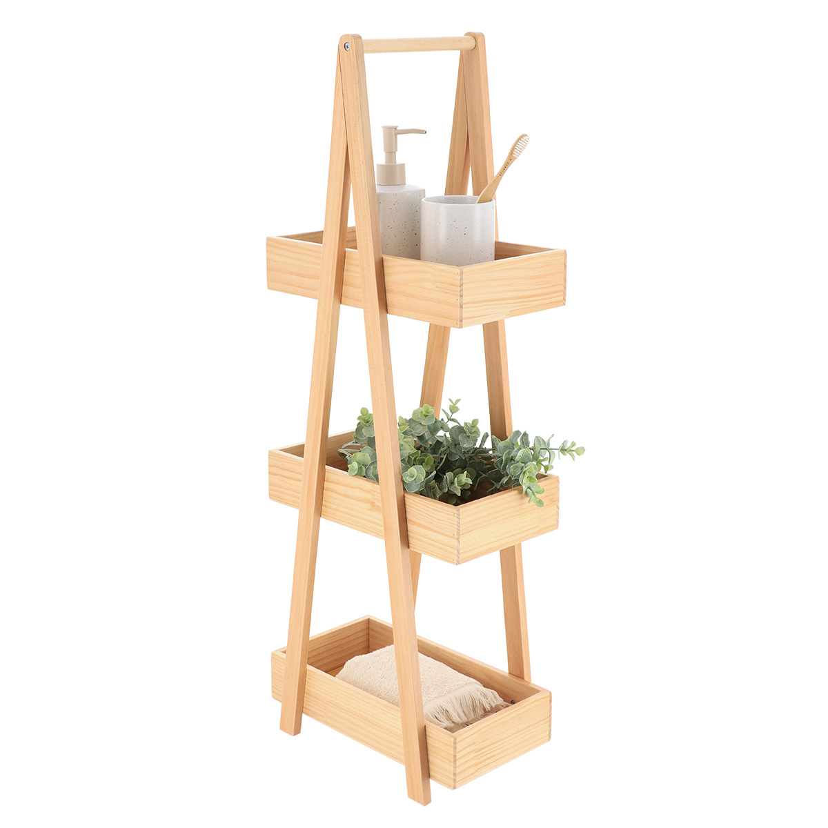 DS-1380000 Ραφιέρα MDF με 3 Επίπεδα Φυσική 30x19x81cm MRShome - Image 1