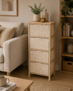 Συρταριέρα MDF με 4 Συρτάρια 37.5x27.5x86cm Μπεζ με Σχέδια MRShome - Image 2