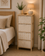 Συρταριέρα MDF με 4 Συρτάρια 37.5x27.5x86cm Μπεζ με Σχέδια MRShome - Image 3