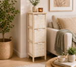 Συρταριέρα MDF με 3 Συρτάρια 25x25x77cm Μπεζ με Σχέδια MRShome - Image 2