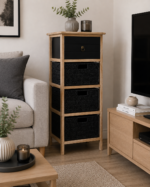 Έπιπλο MDF με 1 Ράφι και 3 Συρτάρια 37.5x27.5x86cm Μαύρο MRShome - Image 2