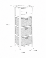 Έπιπλο MDF με 1 Ράφι και 3 Συρτάρια 37.5x27.5x86cm Μαύρο MRShome - Image 3