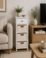 Συρταριέρα Λευκή MDF με 4 Συρτάρια 37.5x27.5x86cm MRShome - Image 3