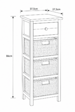 Συρταριέρα Λευκή MDF με 4 Συρτάρια 37.5x27.5x86cm MRShome - Image 4