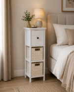 Συρταριέρα MDF με 3 Συρτάρια 25x25x77cm Λευκή MRShome - Image 3