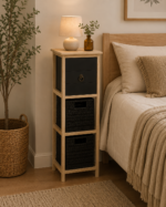 Συρταριέρα MDF με 3 Συρτάρια 25x25x77cm Φυσική/Μαύρη MRShome - Image 3
