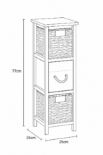 Έπιπλο MDF με 3 Συρτάρια από Υάκινθο 25x25x77cm Μπεζ/Λαδί MRShome - Image 4