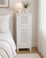 Έπιπλο MDF/Βελανιδιά με 1 Συρτάρι και 1 Ντουλάπι με Ράφι στο Εσωτερικό 36,5x30x83cm Λευκό MRShome - Image 3