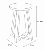 Σκαμπώ με Πόδια Bamboo Καφέ/Λευκό 31x31x42.5cm MRShome - Image 3