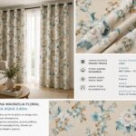 Κουρτίνα Magnolia Floral Panama Aqua 2.80m