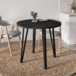 Τραπέζι Xana Megapap χρώμα black wood Ø90x77,5εκ.