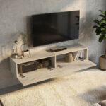 Έπιπλο τηλεόρασης επιτοίχιο Aristo Megapap με LED χρώμα travertine 135x31,6x25εκ. - Image 3