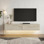Έπιπλο τηλεόρασης επιτοίχιο Aristo Megapap με LED χρώμα travertine 135x31,6x25εκ. - Image 5