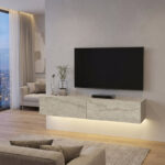 Έπιπλο τηλεόρασης επιτοίχιο Aristo Megapap με LED χρώμα travertine 135x31,6x25εκ. - Image 7