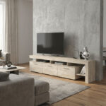 Έπιπλο τηλεόρασης Acnes Megapap χρώμα travertine 220x40x52εκ. - Image 5