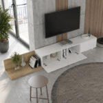 Έπιπλο τηλεόρασης Enstey Megapap επεκτεινόμενο χρώμα sapphire oak - λευκό 260x41,8x33,5εκ. - Image 3