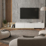 Έπιπλο τηλεόρασης Enstey Megapap επεκτεινόμενο χρώμα sapphire oak - λευκό 260x41,8x33,5εκ. - Image 4