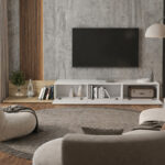 Έπιπλο τηλεόρασης Enstey Megapap επεκτεινόμενο χρώμα sapphire oak - λευκό 260x41,8x33,5εκ. - Image 5