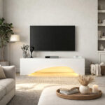 Έπιπλο τηλεόρασης Mara Megapap με LED χρώμα λευκό 150x31,4x40εκ. - Image 3