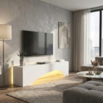 Έπιπλο τηλεόρασης Mara Megapap με LED χρώμα λευκό 150x31,4x40εκ. - Image 5