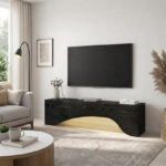 Έπιπλο τηλεόρασης Mara Megapap με LED χρώμα sencron black 150x31,4x40εκ. - Image 2