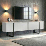 Έπιπλο τηλεόρασης Luxe Megapap χρώμα λευκό - μαύρο 180x30x50εκ. - Image 2
