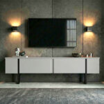 Έπιπλο τηλεόρασης Luxe Megapap χρώμα λευκό - μαύρο 180x30x50εκ. - Image 3