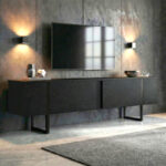 Έπιπλο τηλεόρασης Luxe Megapap χρώμα black wood 180x30x50εκ. - Image 2
