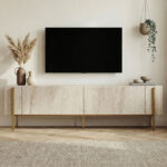 Έπιπλο τηλεόρασης Nexus Megapap χρώμα travertine - χρυσό 180x30x45,5εκ. - Image 2