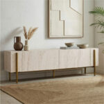 Έπιπλο τηλεόρασης Nexus Megapap χρώμα travertine - χρυσό 180x30x45,5εκ. - Image 3