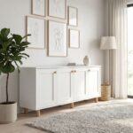 Μπουφές Bohemian Megapap χρώμα λευκό - φυσικό οξιάς 180x40x75εκ. - Image 2