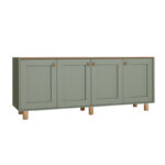 Μπουφές Bohemian Megapap χρώμα πράσινο - φυσικό οξιάς 180x40x75εκ. - Image 3
