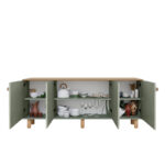 Μπουφές Bohemian Megapap χρώμα πράσινο - φυσικό οξιάς 180x40x75εκ. - Image 6