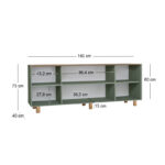 Μπουφές Bohemian Megapap χρώμα πράσινο - φυσικό οξιάς 180x40x75εκ. - Image 7