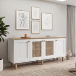 Μπουφές Bohemian Megapap χρώμα λευκό - φυσικό οξιάς 180x40x75εκ.