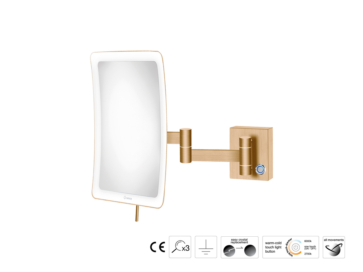 MRLED-301-PVD-01BR Καθρέπτης Μακιγιάζ PVD Warm Bronze Brushed SANCO - Image 1