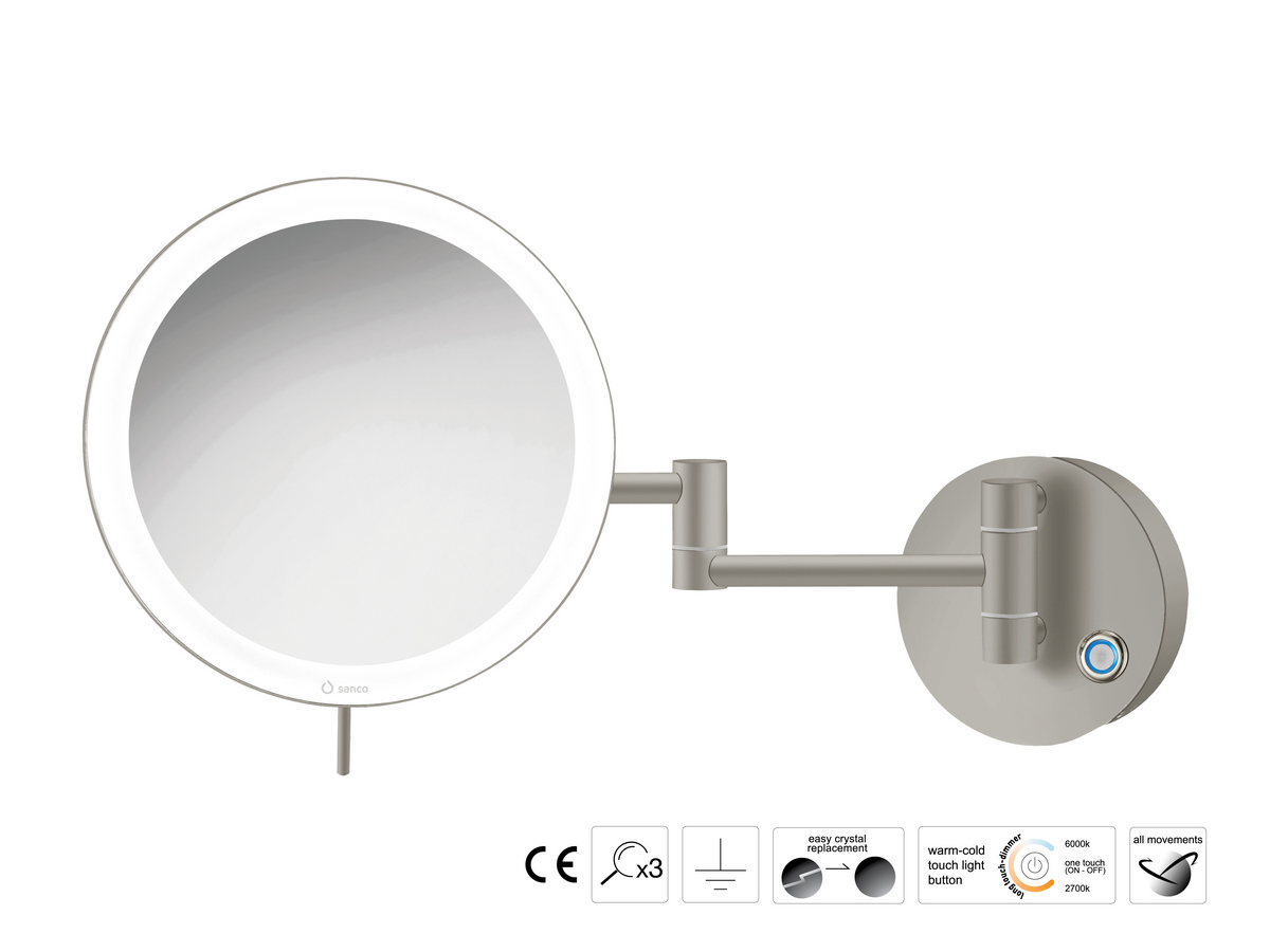 MRLED-701-M104 Καθρέπτης Μακιγιάζ Τσιμέντο Γκρι Ματ SANCO - Image 1