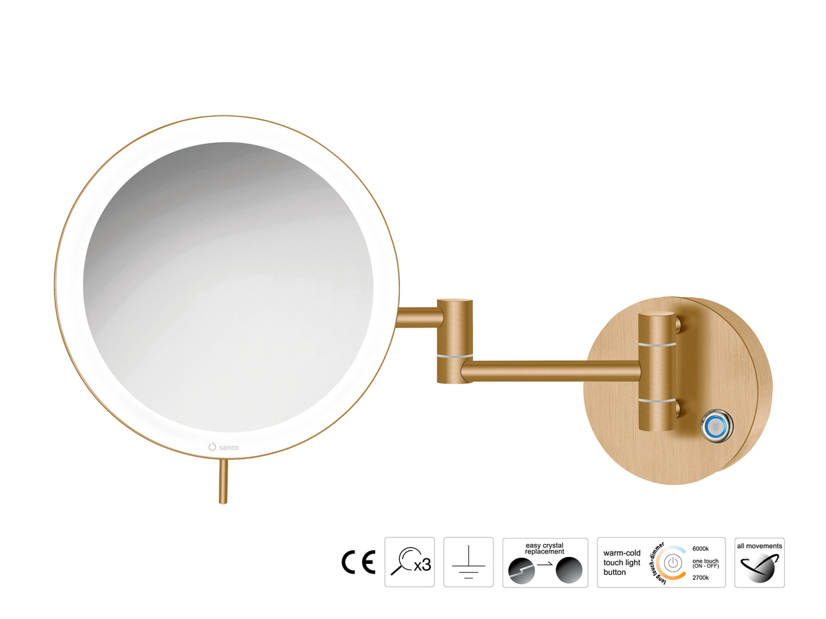 MRLED-701-PVD-01BR Καθρέπτης Μακιγιάζ PVD Warm Bronze Brushed SANCO - Image 1