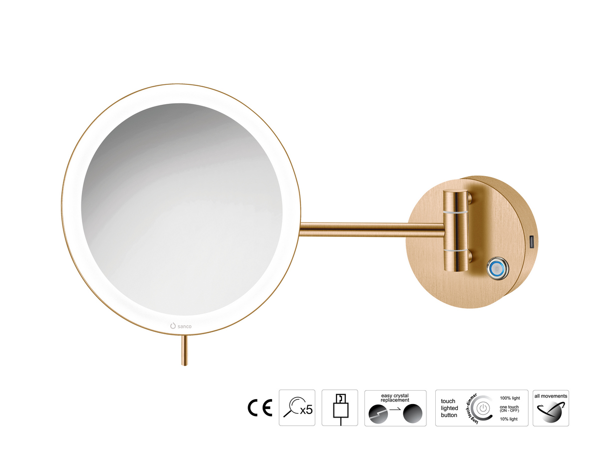 MRLED-905-PVD-01BR Καθρέπτης Μακιγιάζ PVD Warm Bronze Brushed SANCO - Image 1