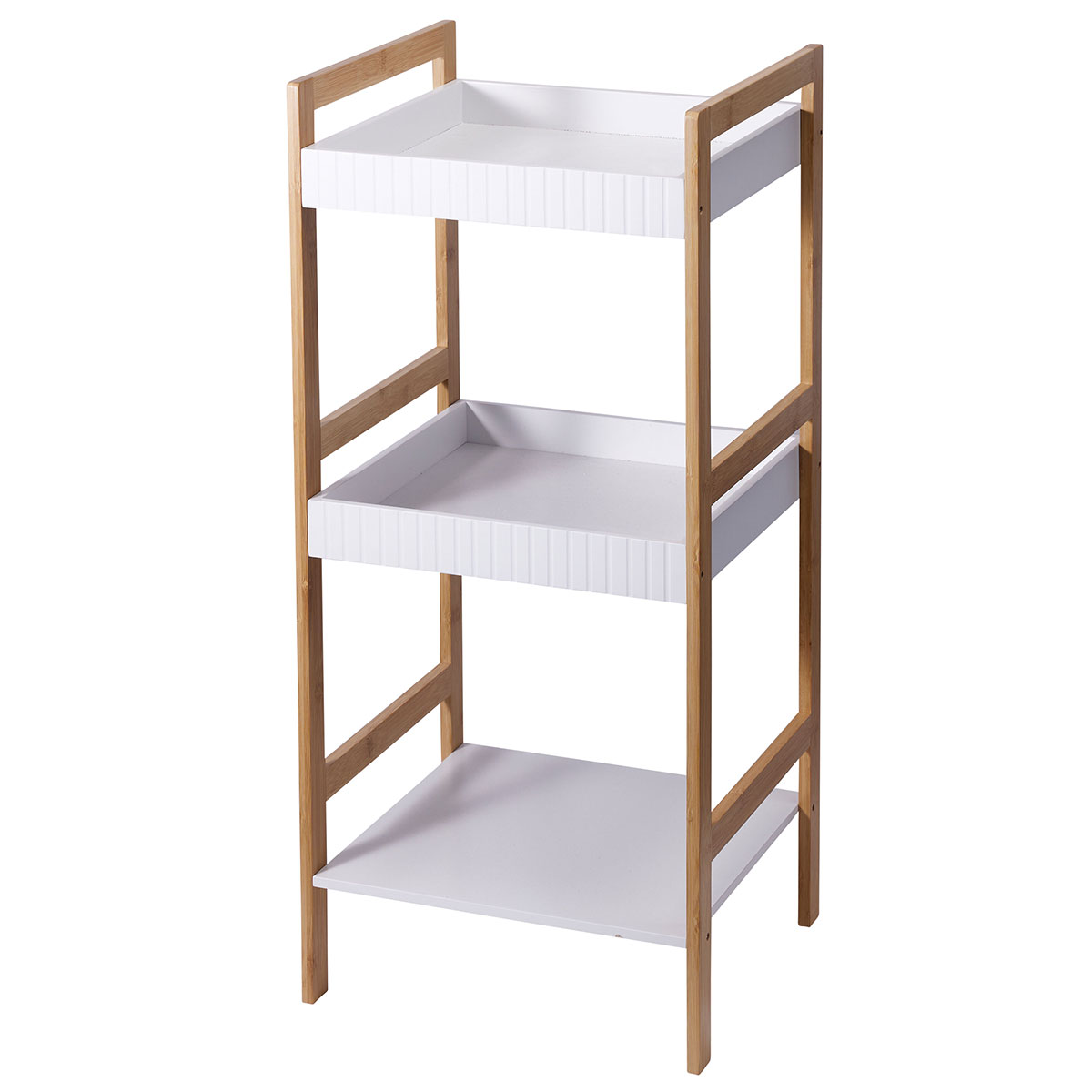 df-0010000 Ραφιέρα Μπάνιου με 3 Ράφια από Bamboo & MDF Natural/White MRShome - Image 1